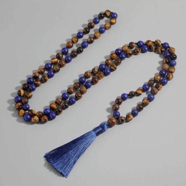 Japamala Olho de Tigre e Lápis Lazuli 108 Contas - Image 2