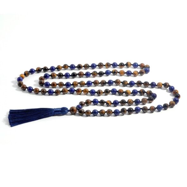 Japamala Olho de Tigre e Lápis Lazuli 108 Contas - Image 3