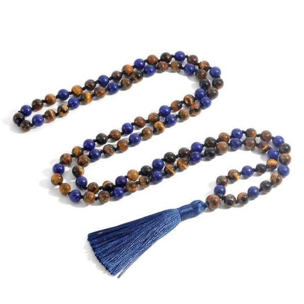 Japamala Olho de Tigre e Lápis Lazuli 108 Contas