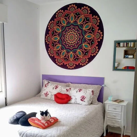 Manta Mandala Aveludada Roxa