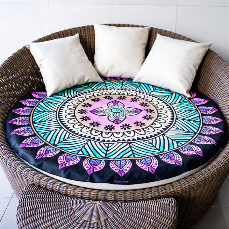 Manta Mandala Aveludada Tribal Turquesa e Lilás