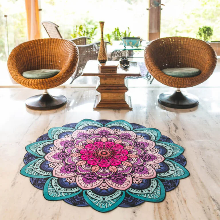 Tapete Mandala Lótus Azul Lilás Rosa