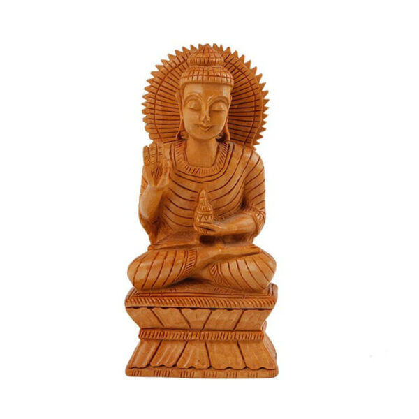 Estatueta Buda Abhaya Mudra Feito de Madeira