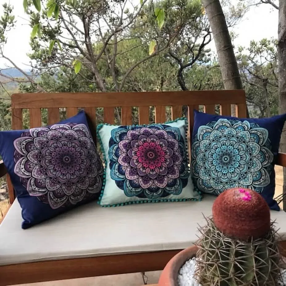 Kit 3 Capas de Almofadas Mandala Azul