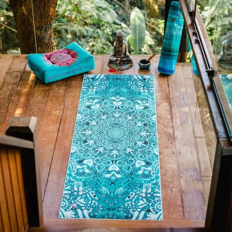 Tapete de Yoga Mat Aveludado Mandala Verde
