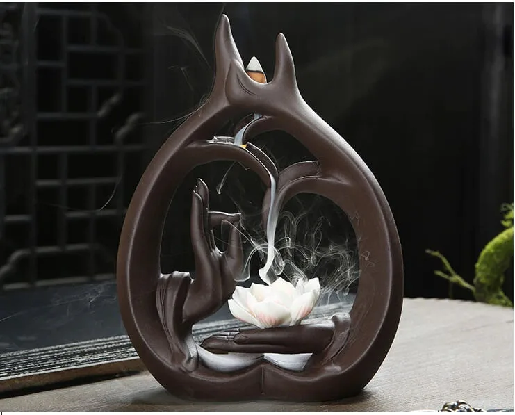 Incensário Cascata Buda Flor de Lótus