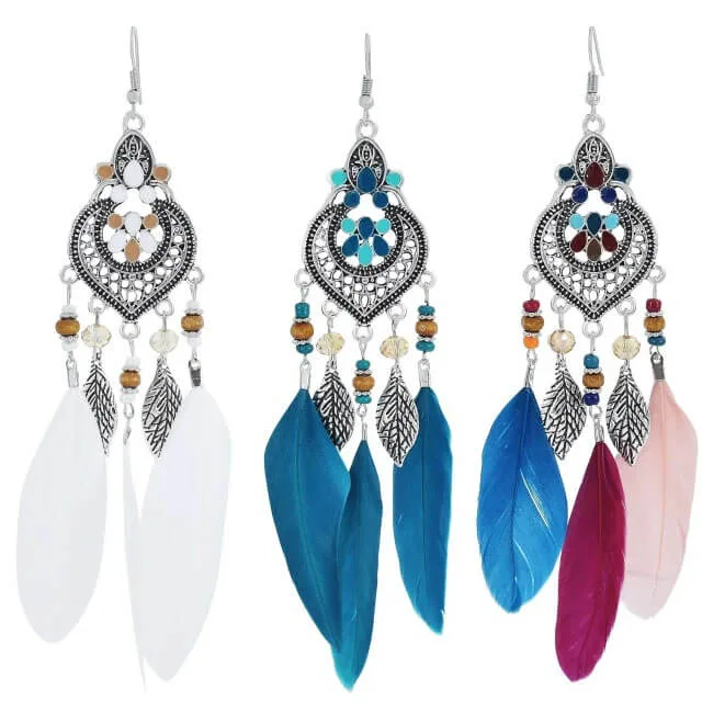 Brinco Indiano Boho 3 Penas