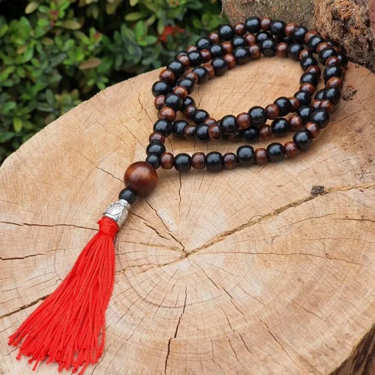 Japamala Budista 108 Contas de Madeira Bicolor