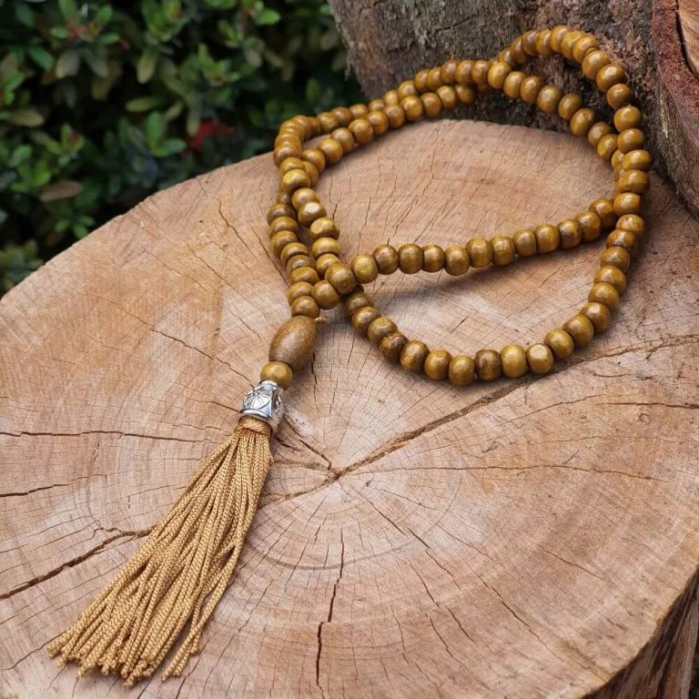 Japamala 108 Contas de Madeira Dourado