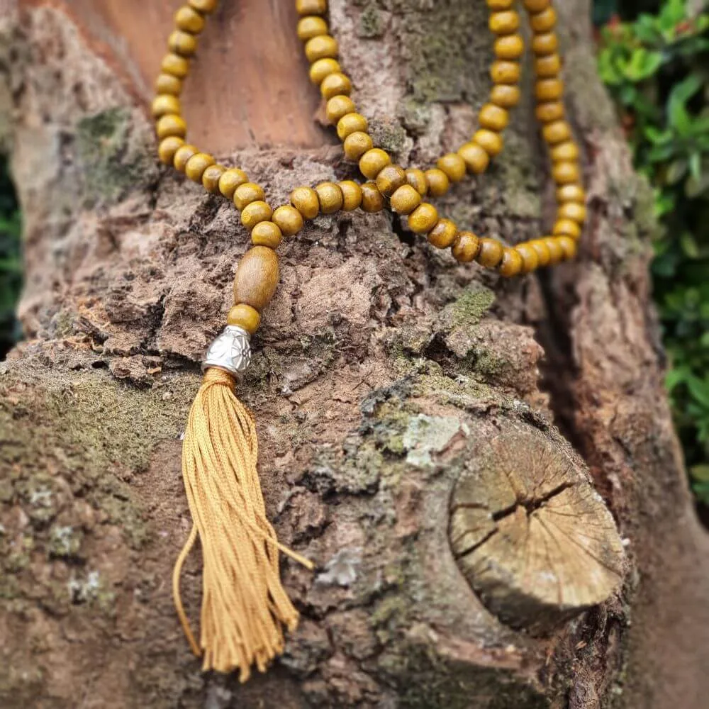 Japamala 108 Contas de Madeira Dourado