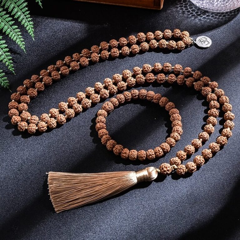 Japamala 108 Contas Semente de Rudraksha + Pulseira de Brinde