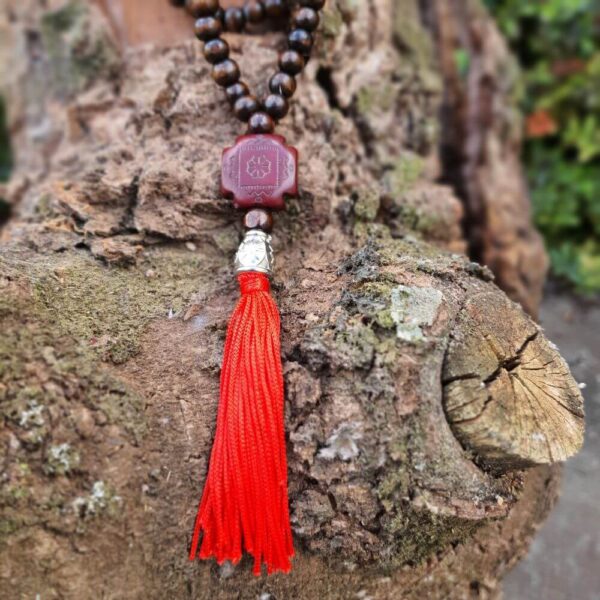Japamala Budista 108 Contas de Madeira Tassel Vermelho - Image 2