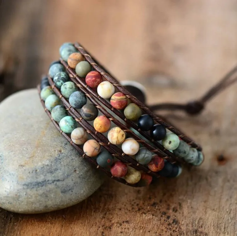 Pulseira 3 Voltas Pedras Naturais