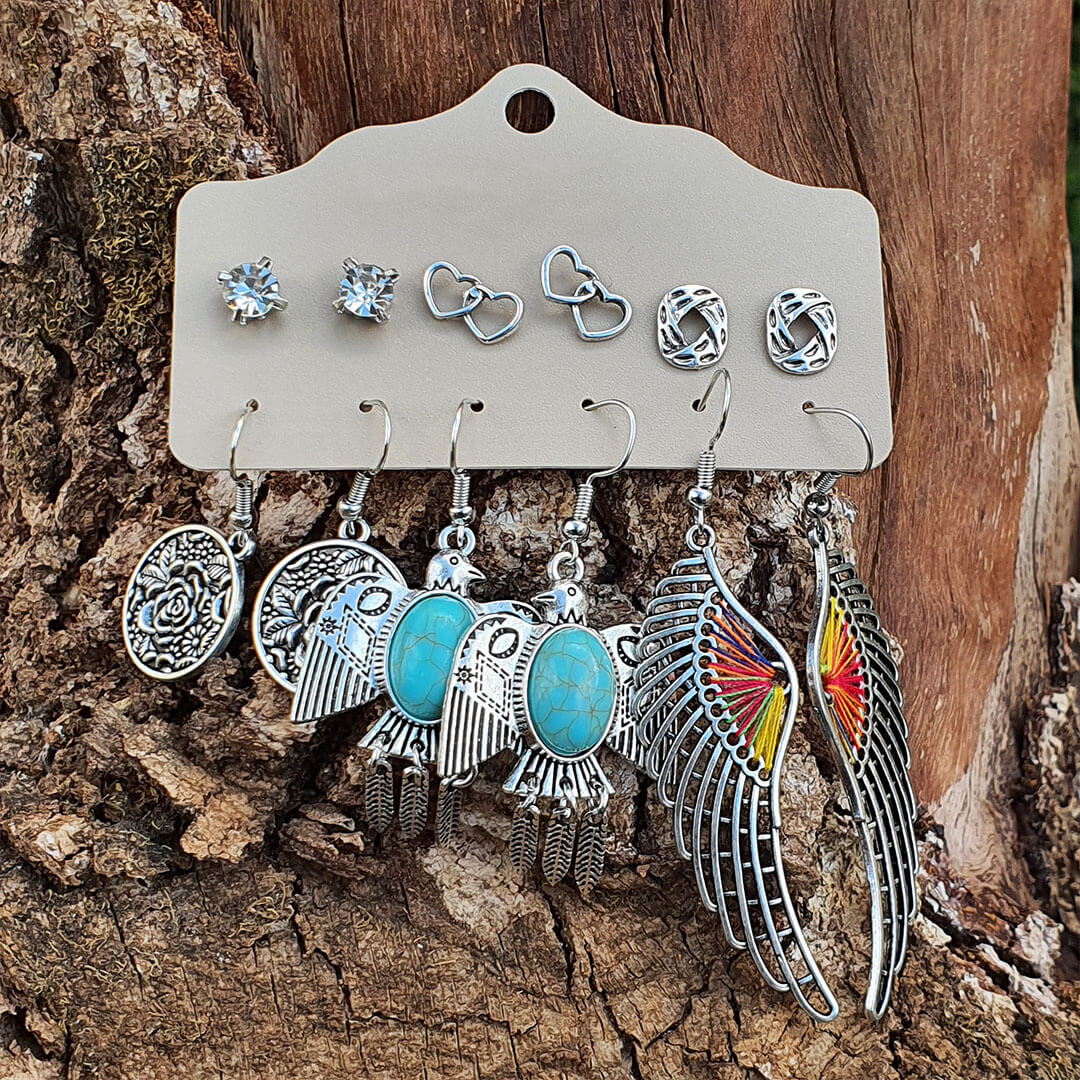 Conjunto de 6 Pares de Brincos Vintage