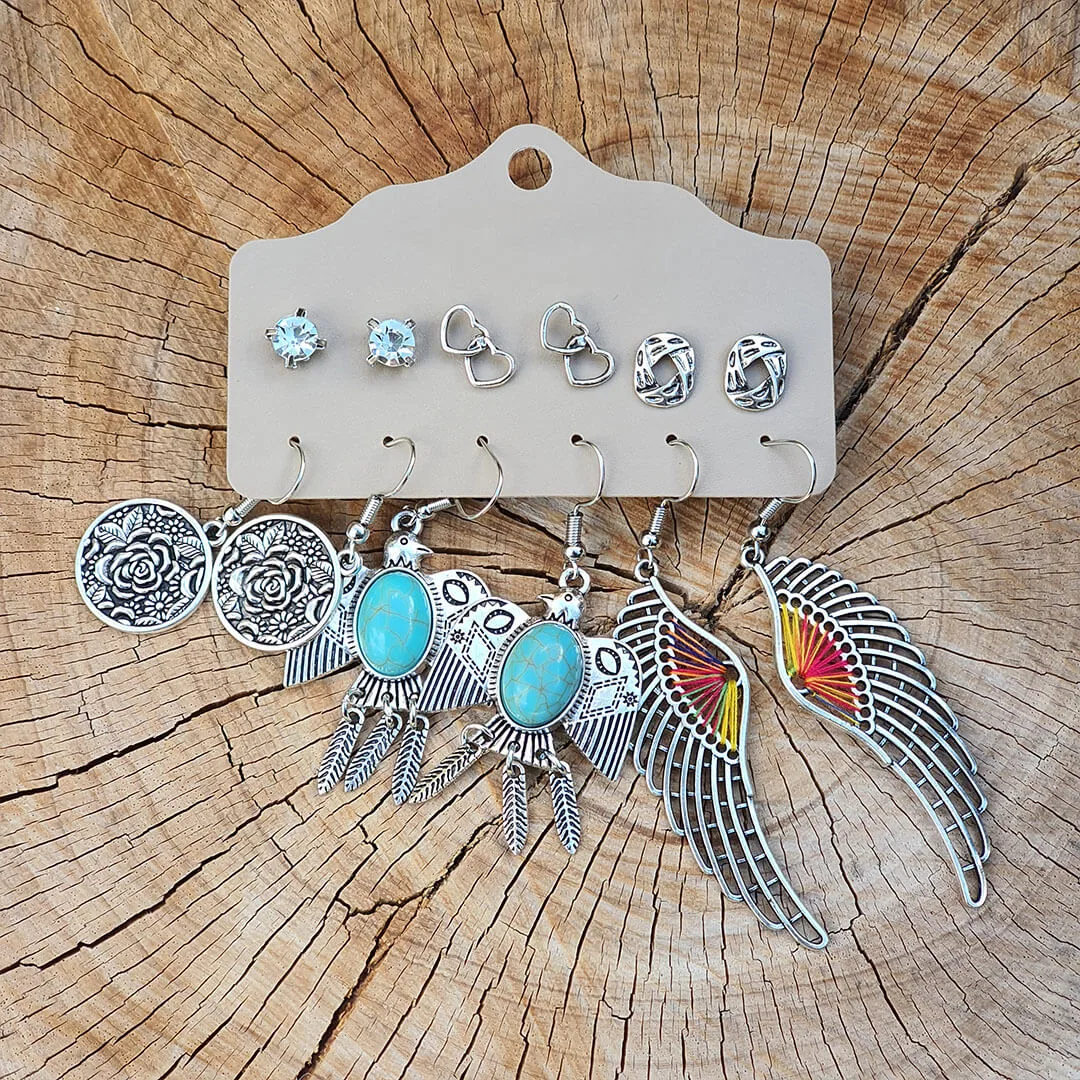 Conjunto de 6 Pares de Brincos Vintage