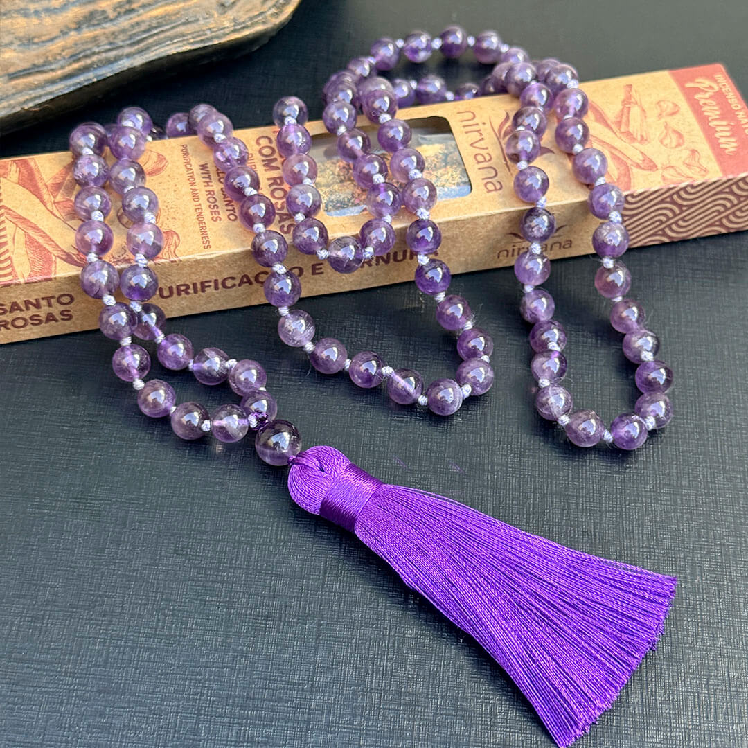 Japamala Pedra Natural Ametista 108 Contas