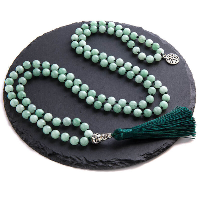 Japamala 108 contas Pedra Natural Jade Verde
