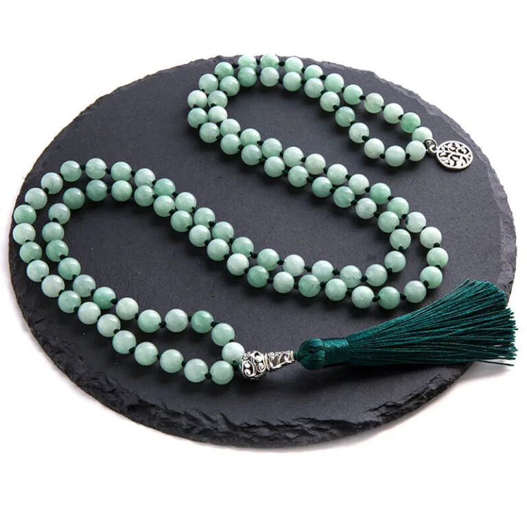 Japamala 108 contas Pedra Natural Jade Verde