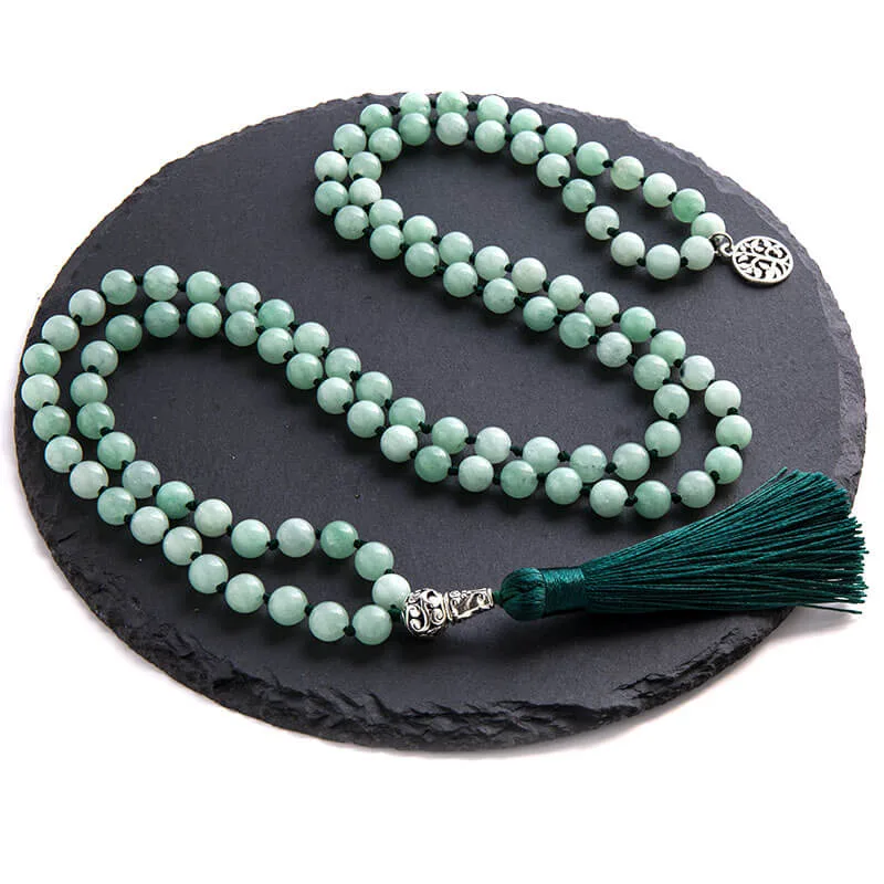 Japamala 108 contas Pedra Natural Jade Verde