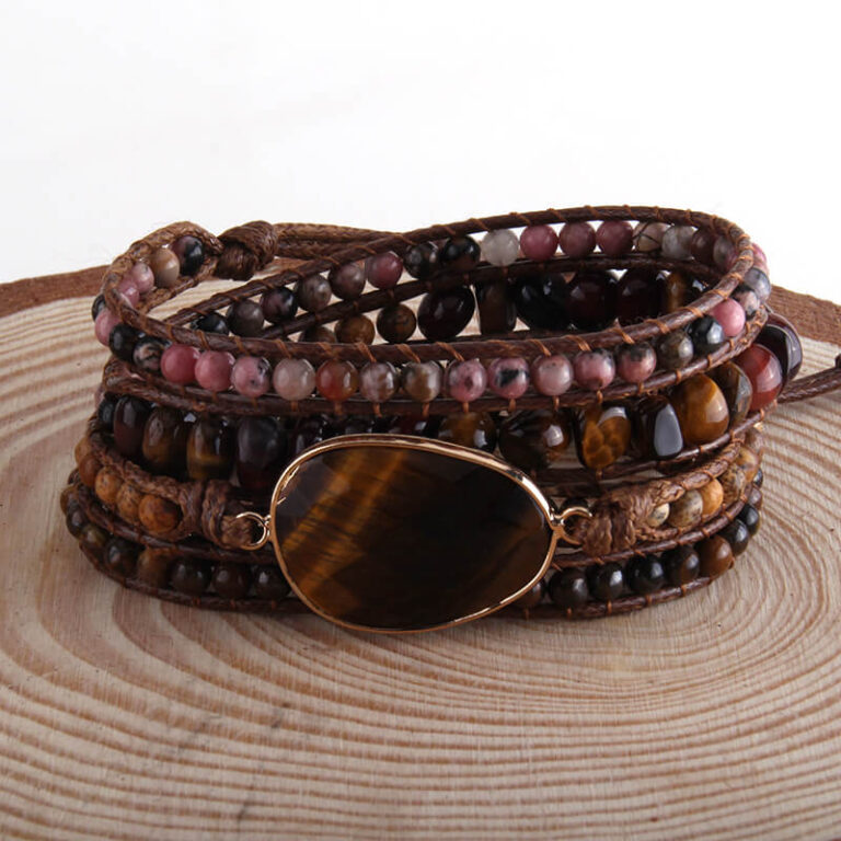 Pulseira Pedra Natural Olho de Tigre 5 Voltas