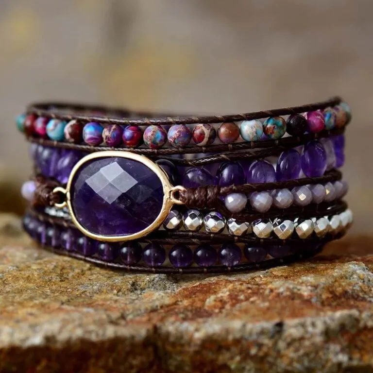 Pulseira Pedra Natural Ametista 5 Voltas