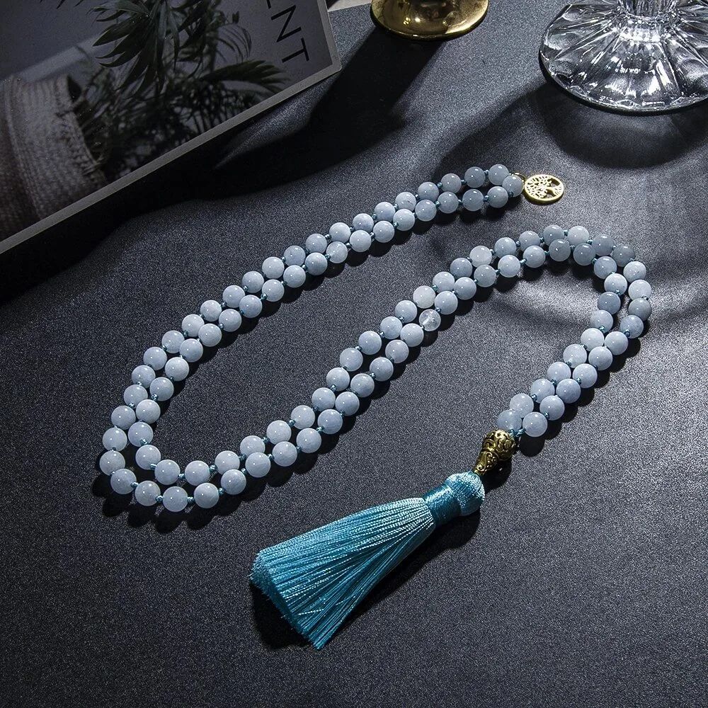 Japamala 108 Contas Calcedônia Azul