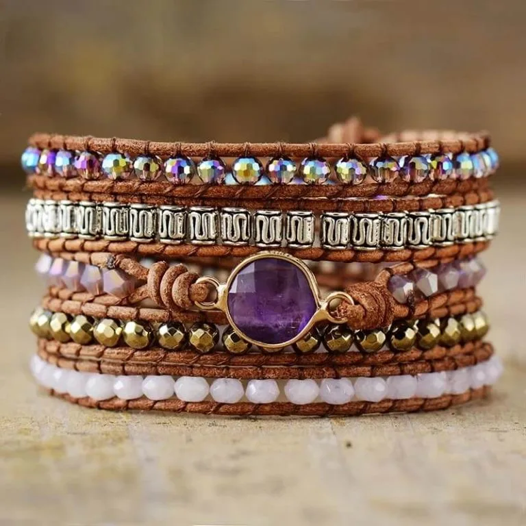 Pulseira Ametista Natural 5 Voltas
