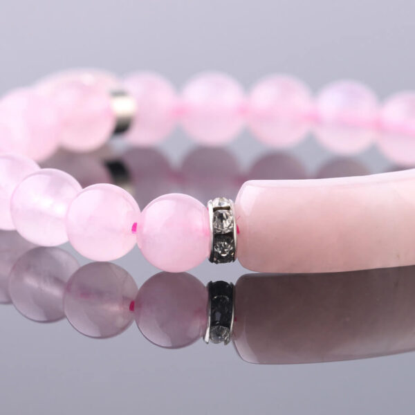 Pulseira Quartzo Rosa Pedra Natural Coração - Image 4