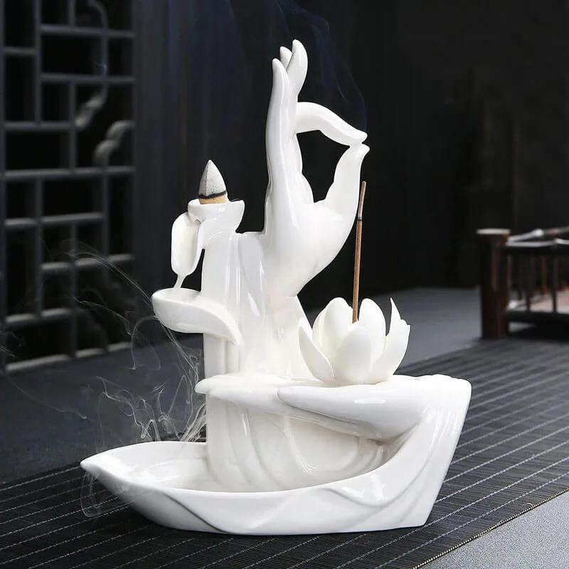 Incensário Buda Vitarka Mudra - Efeito Cascata + 10 cones