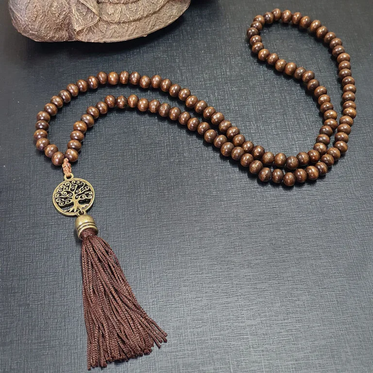 Japamala 108 Contas de Madeira - Árvore da Vida