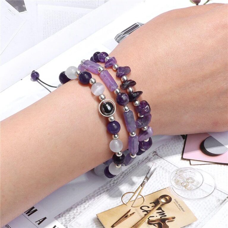 Conjunto de Pulseiras de Ametista: Elegância e Energia