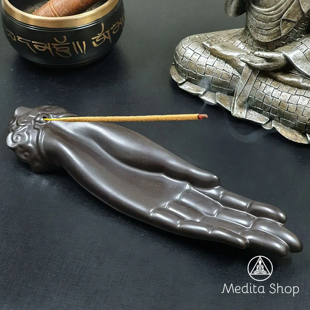 Incensário de Cerâmica Mão de Buda
