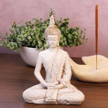 Estatua Buda Tailândia Dhyana Mudra Cerâmica