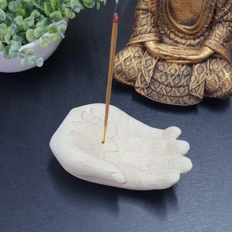 Incensário Mão Flor de Lótus