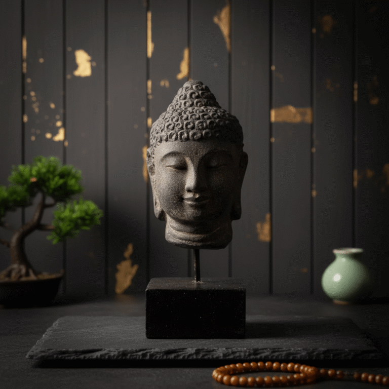 Cabeça de Buda em Pedestal