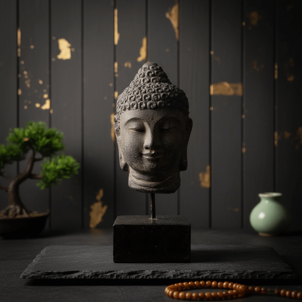 Cabeça de Buda em Pedestal