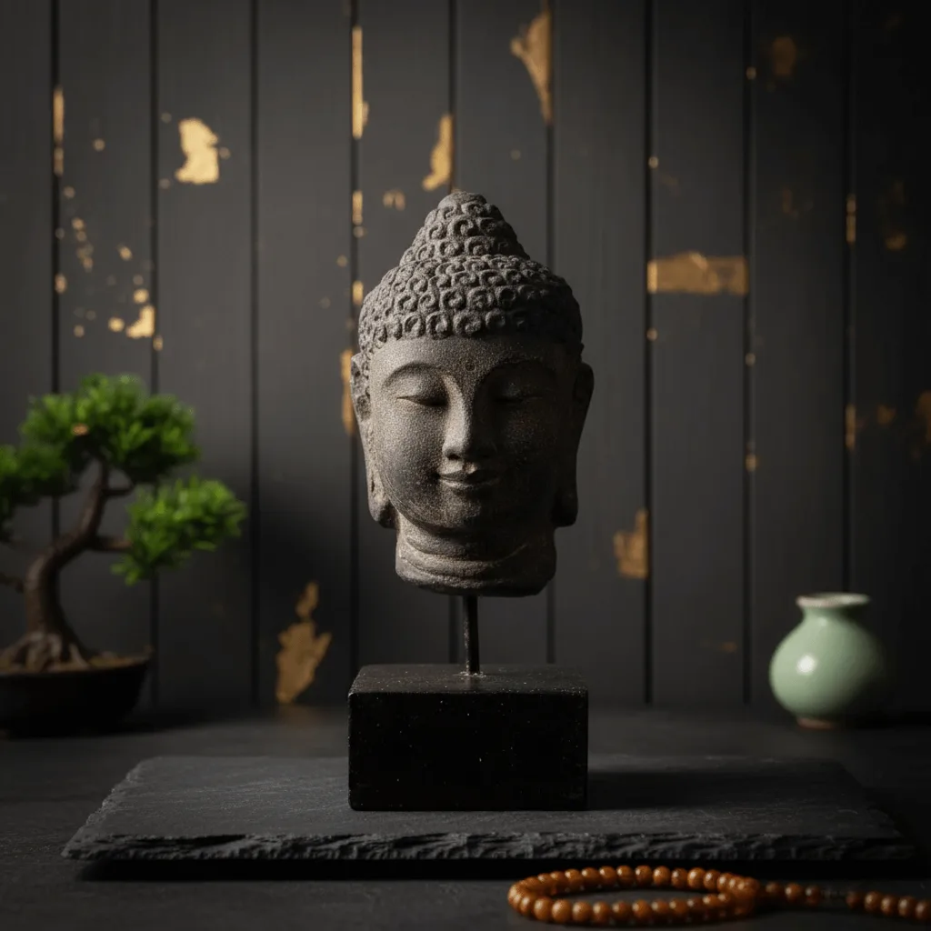 Cabeça de Buda em Pedestal