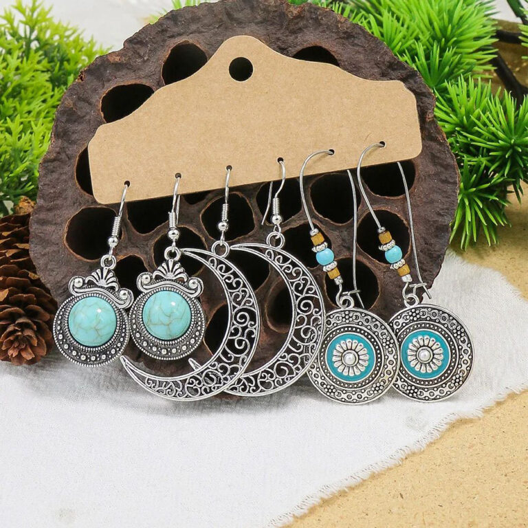 Conjunto 3 Pares de Brincos Boho Vintage - Energia Lunar
