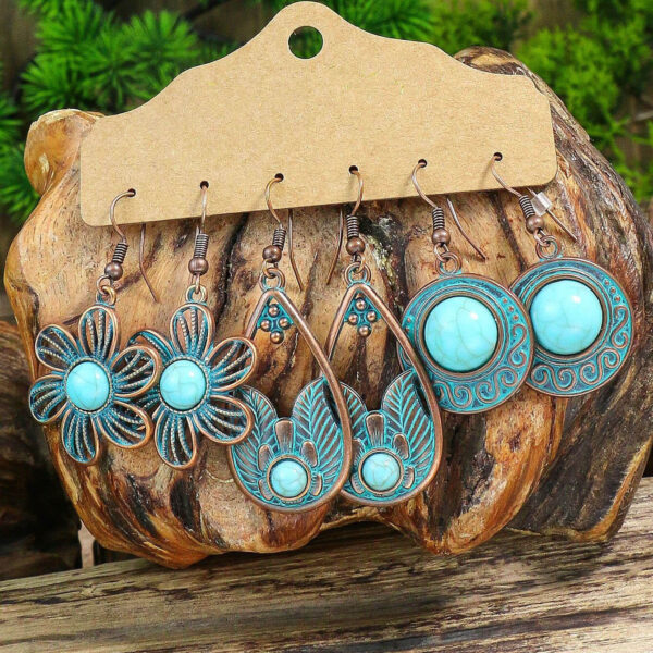 Conjunto 3 Pares de Brincos Boho Vintage Chic