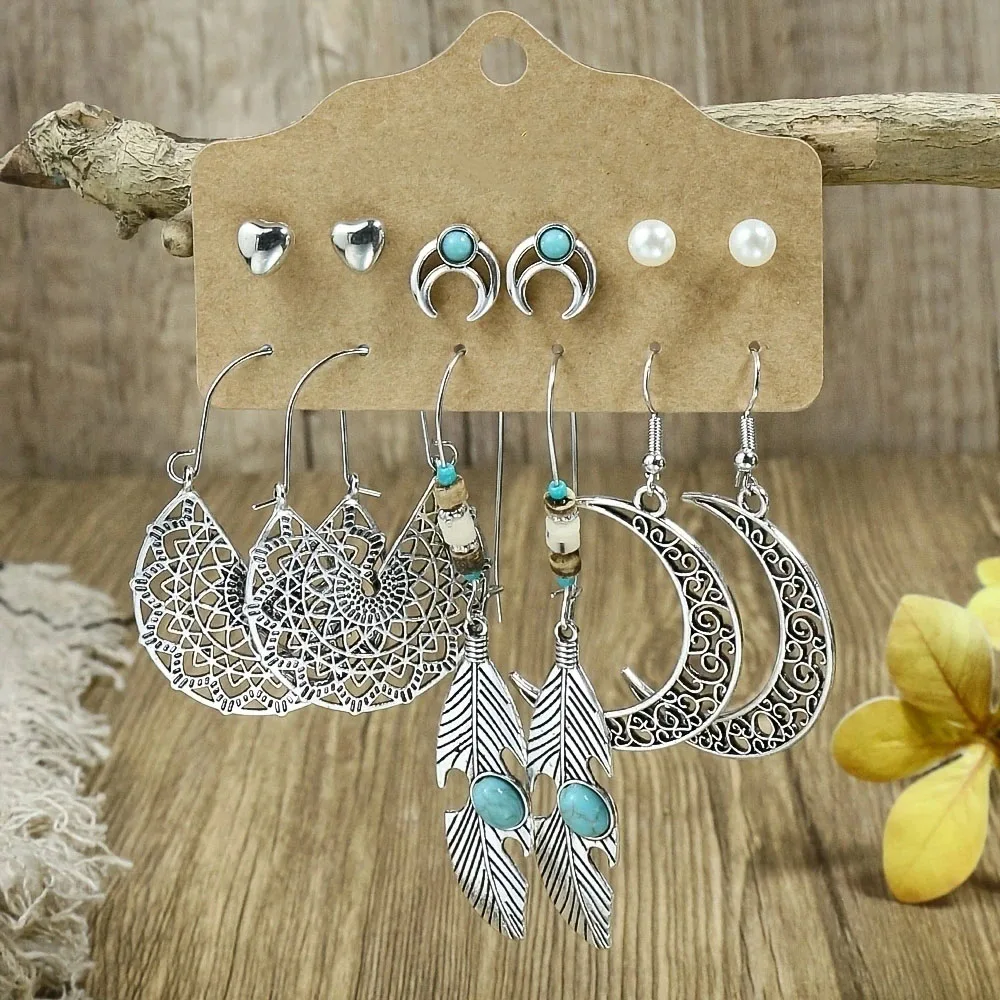 Conjunto 6 Pares de Brincos Boho Energia da Lua