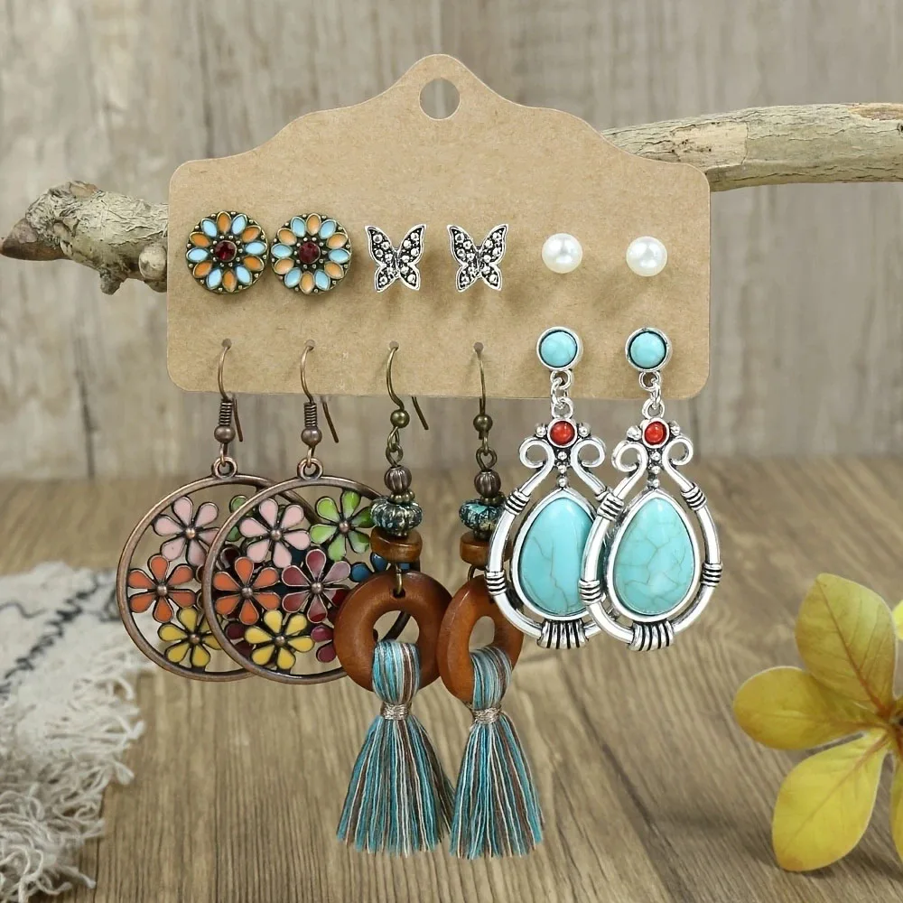 Conjunto 6 Pares de Brincos Boho Vintage