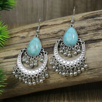 Par de Brincos Boho Vintage Turquesa