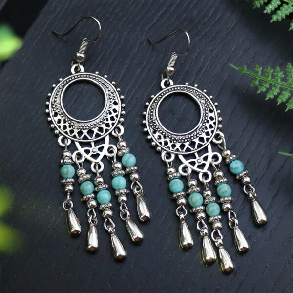 Brinco Boho com Pedras de Turquesa – Charme Vintage