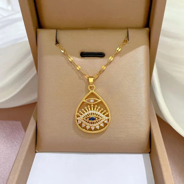 Colar Olho Grego em Dourado: Elegância Reluzente e Proteção Espiritual