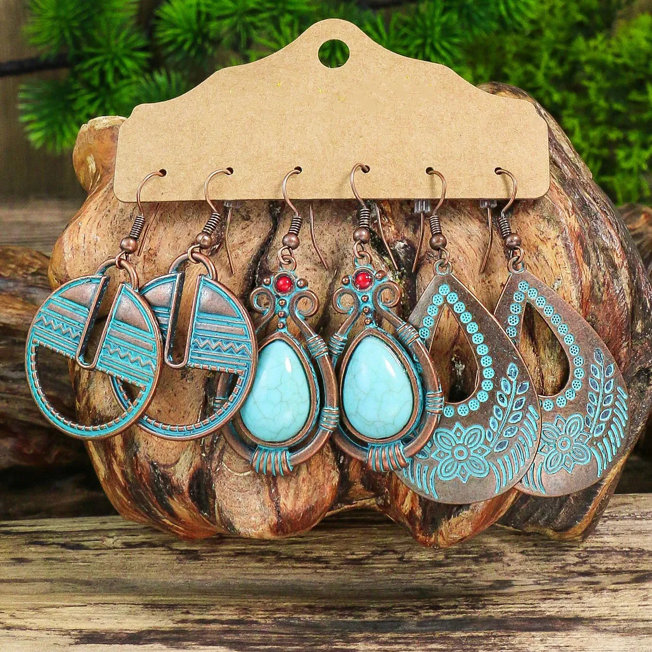 Conjunto 3 Pares de Brincos Vintage - Essência Boho