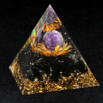 Orgonite de Obsidiana, Ametista e Flor de Lótus - Iluminação Espiritual