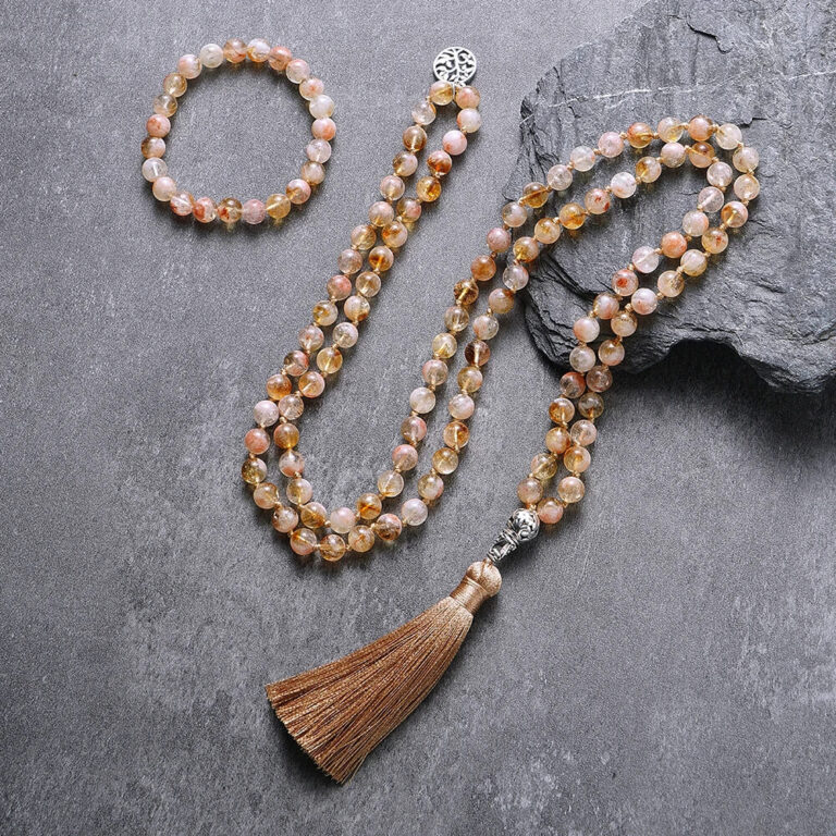 Japamala de Citrino Mesclado - Prosperidade e Abundância + Pulseira Brinde