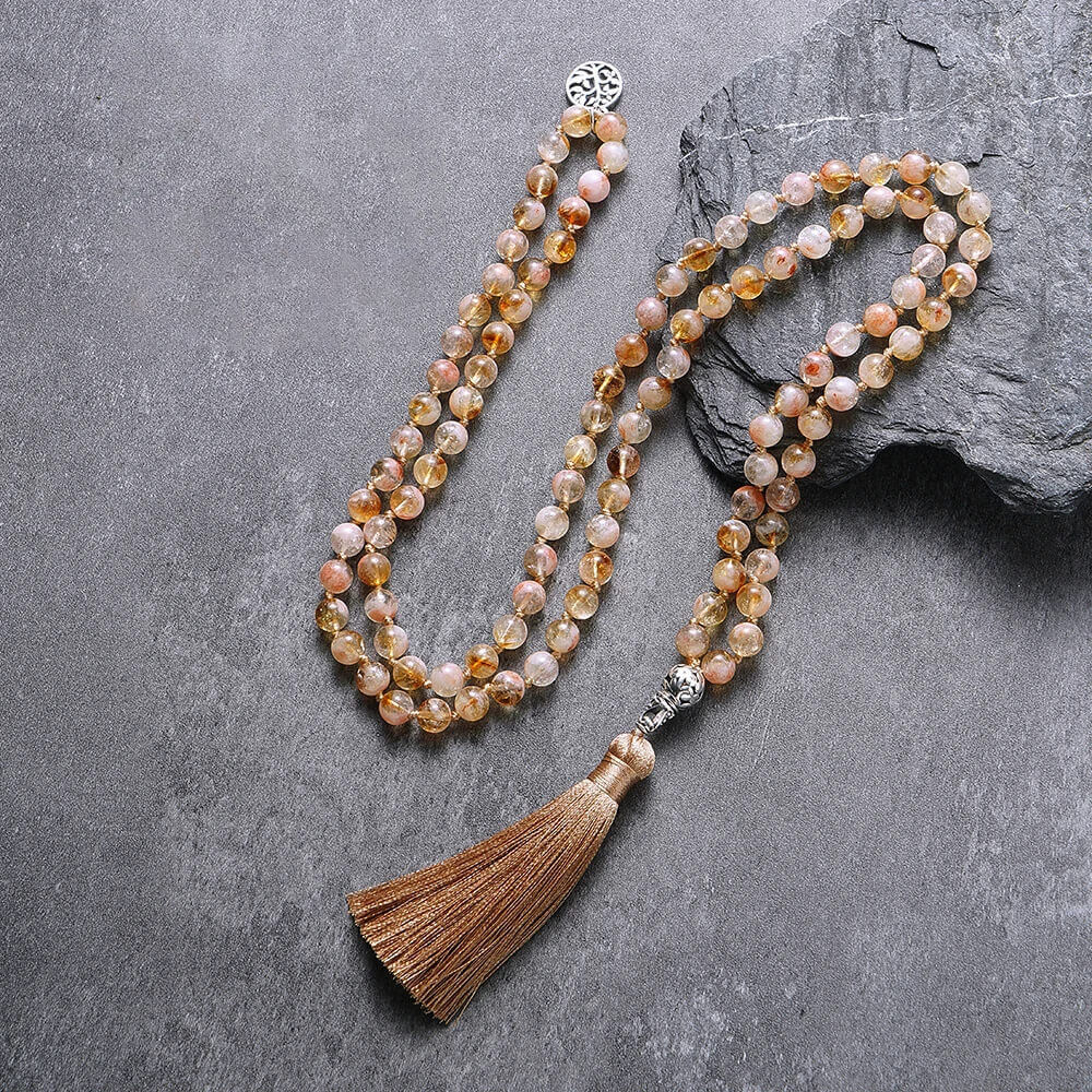 Japamala de Citrino Mesclado - Prosperidade e Abundância + Pulseira Brinde