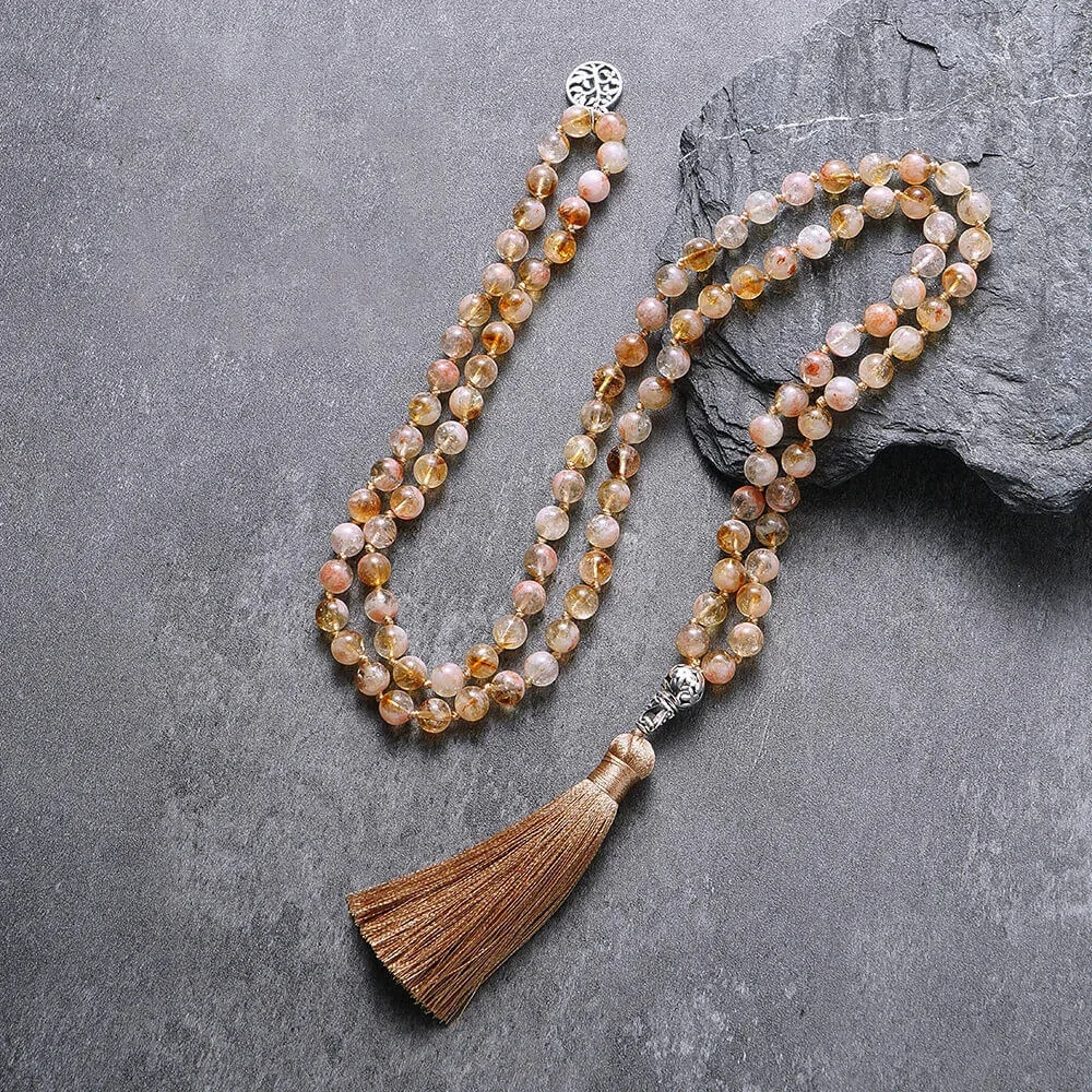 Japamala de Citrino Mesclado - Prosperidade e Abundância + Pulseira Brinde