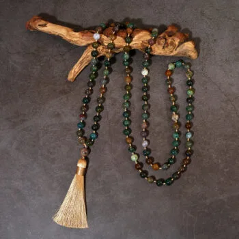 Japamala de 108 Contas de Ágata Indiana - Proteção, Equilíbrio e Cura Energética